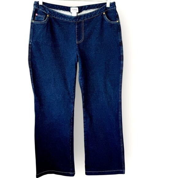 Pajama Jeans Bootcut Mid Rise Terry Stretch Pullon Drawstring Jeans Size L Blue - Picture 1 of 15